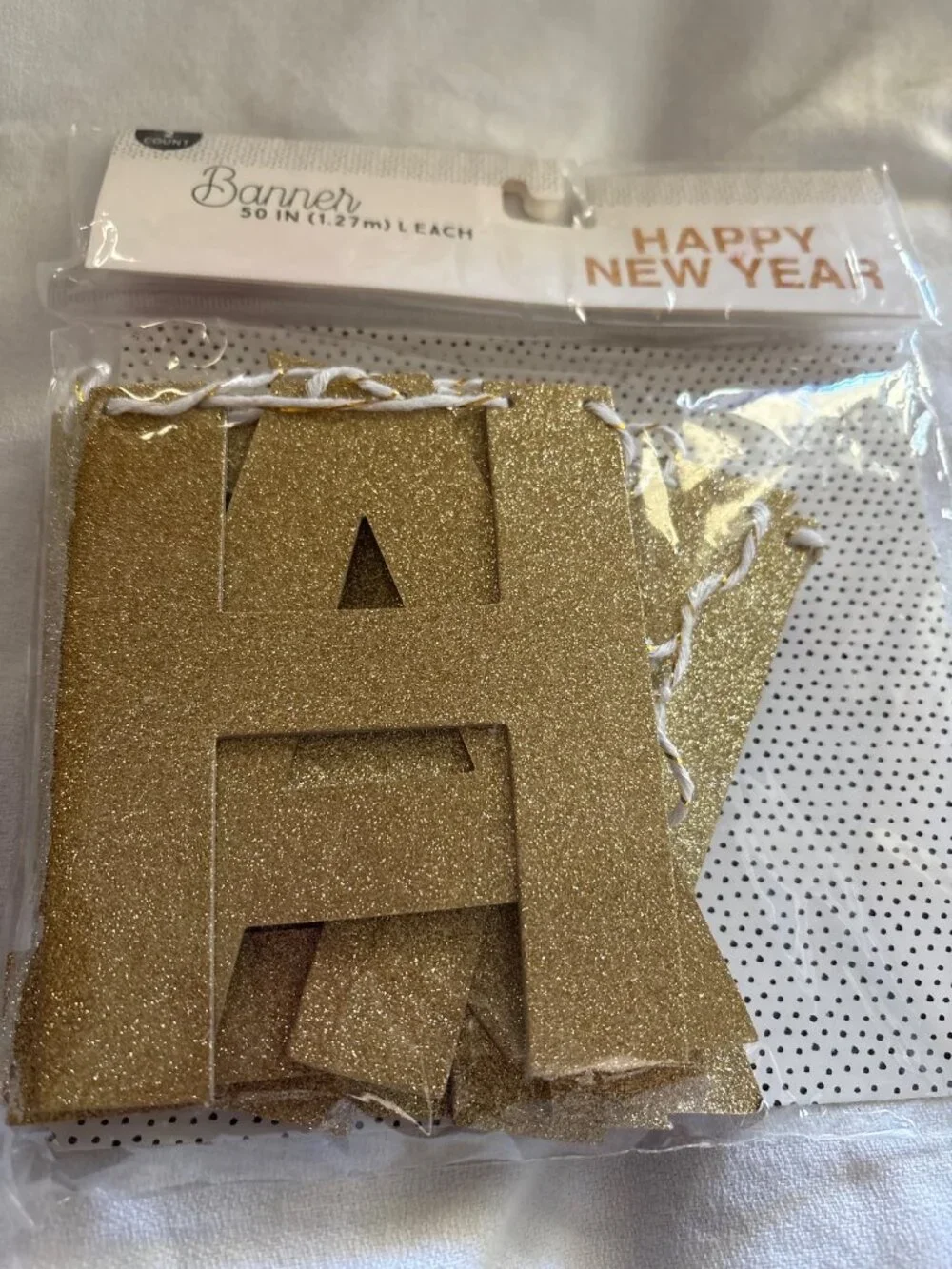 Happy New Year Glitter Banner 50-Inch Gold Letters Party Decoration